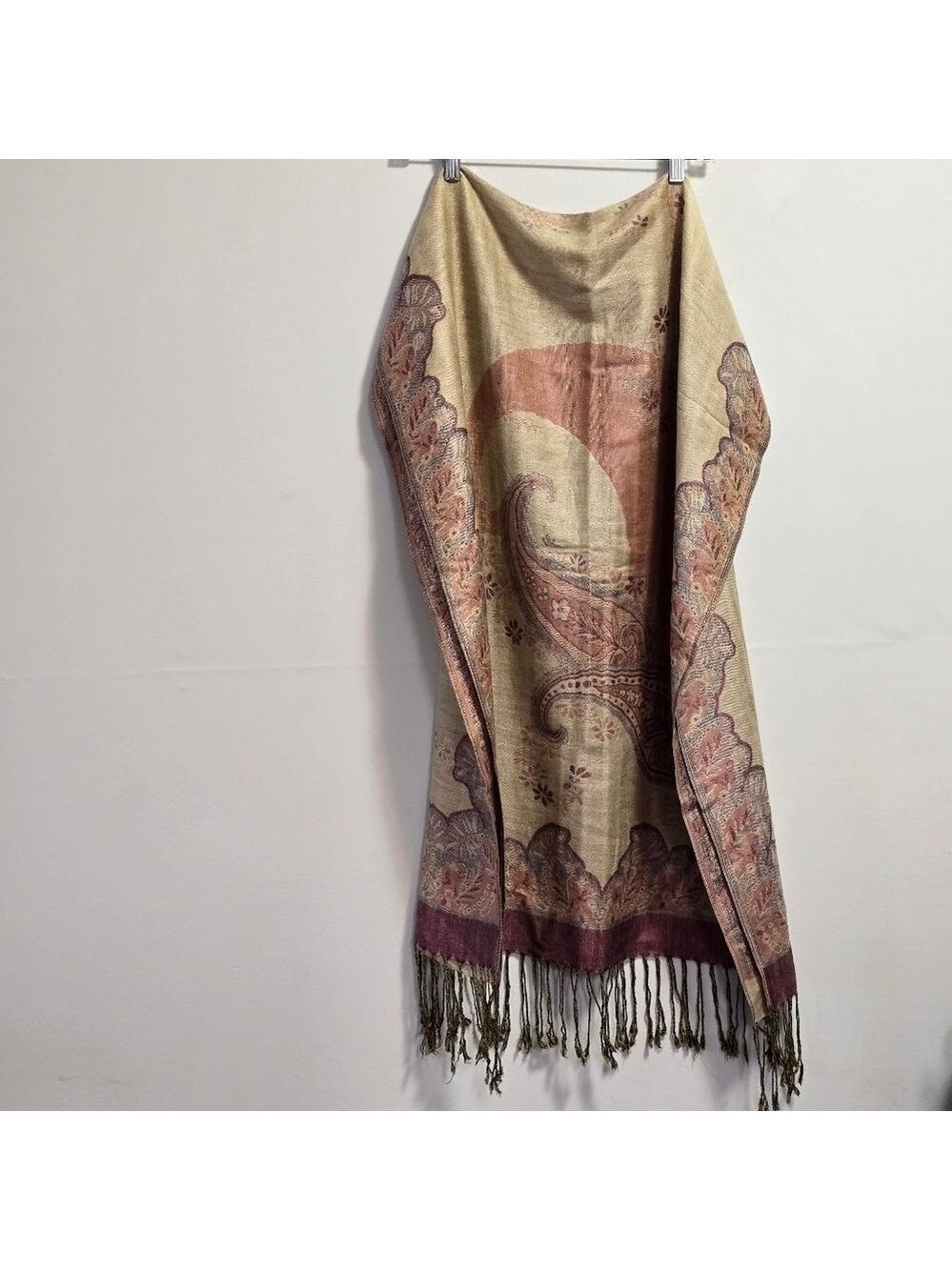 Pashima Cashmere Blend Elegant Paisley Shawl with Fringe